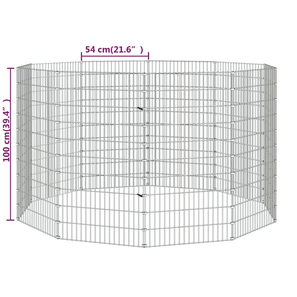 vidaXL Recinto animales corral 10 paneles hierro galvanizado 54x100 cm