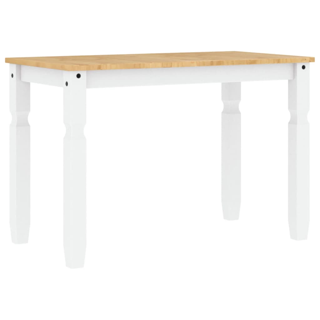 vidaXL Mesa de comedor Corona madera maciza pino blanco 112x60x75 cm