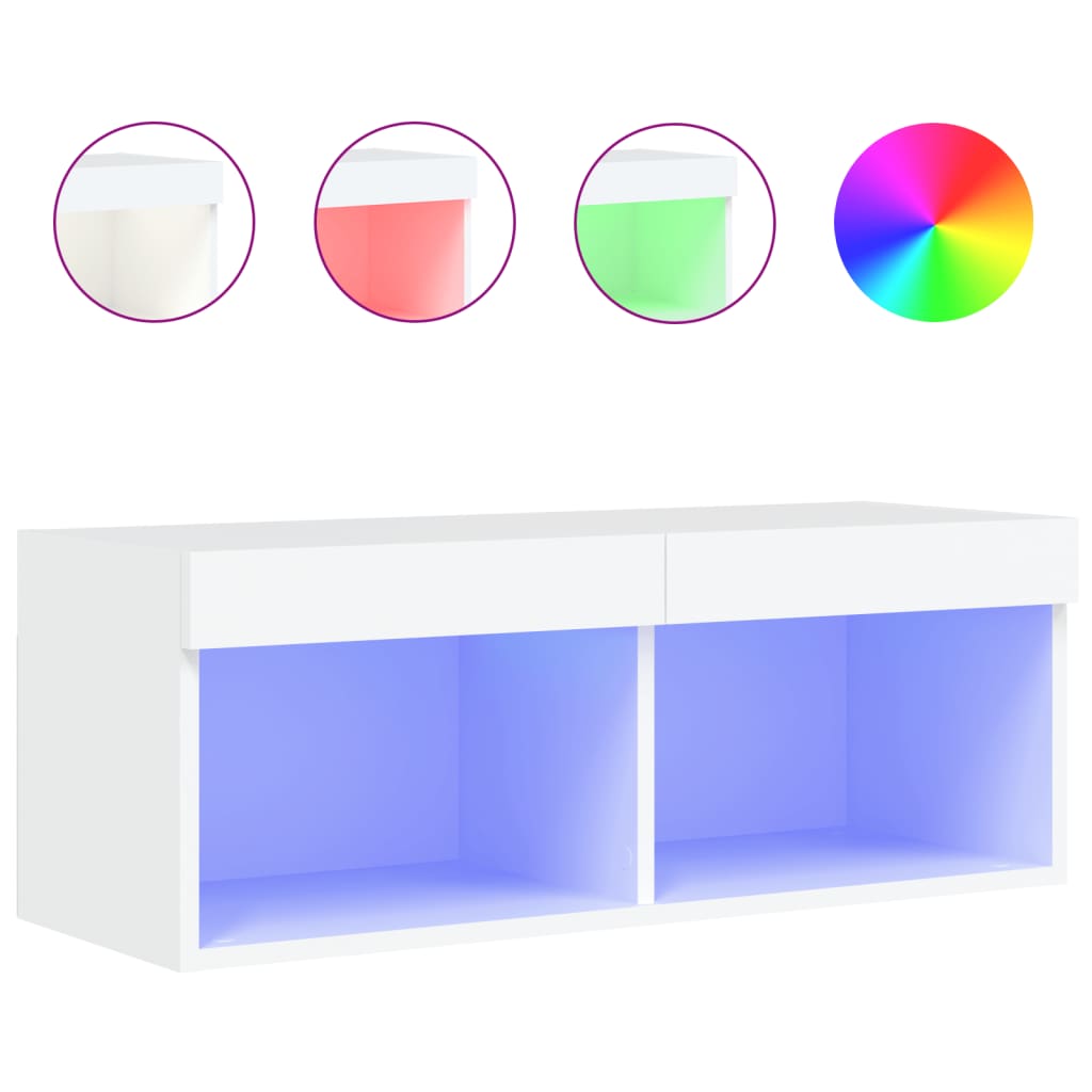 vidaXL Mueble para TV con luces LED blanco 80x30x30 cm