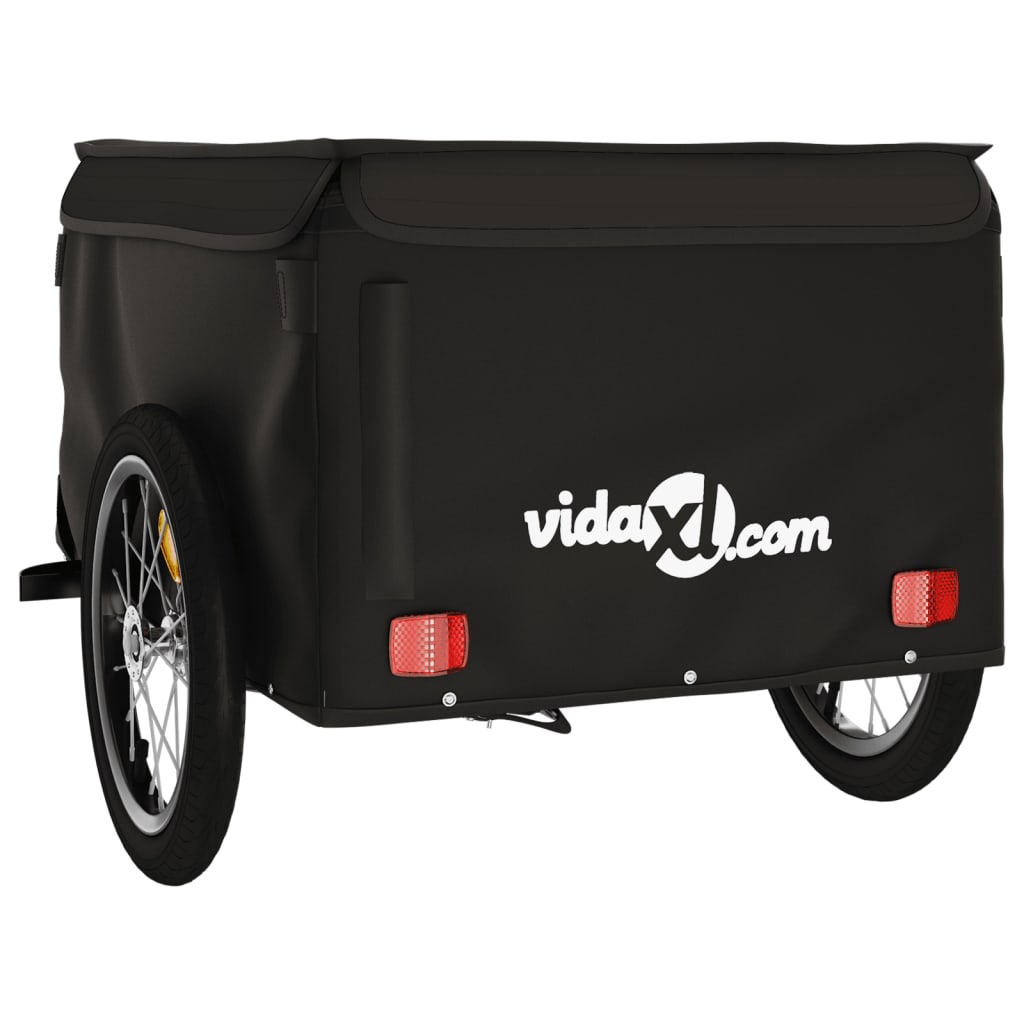 vidaXL Remolque para bicicleta hierro negro 45 kg