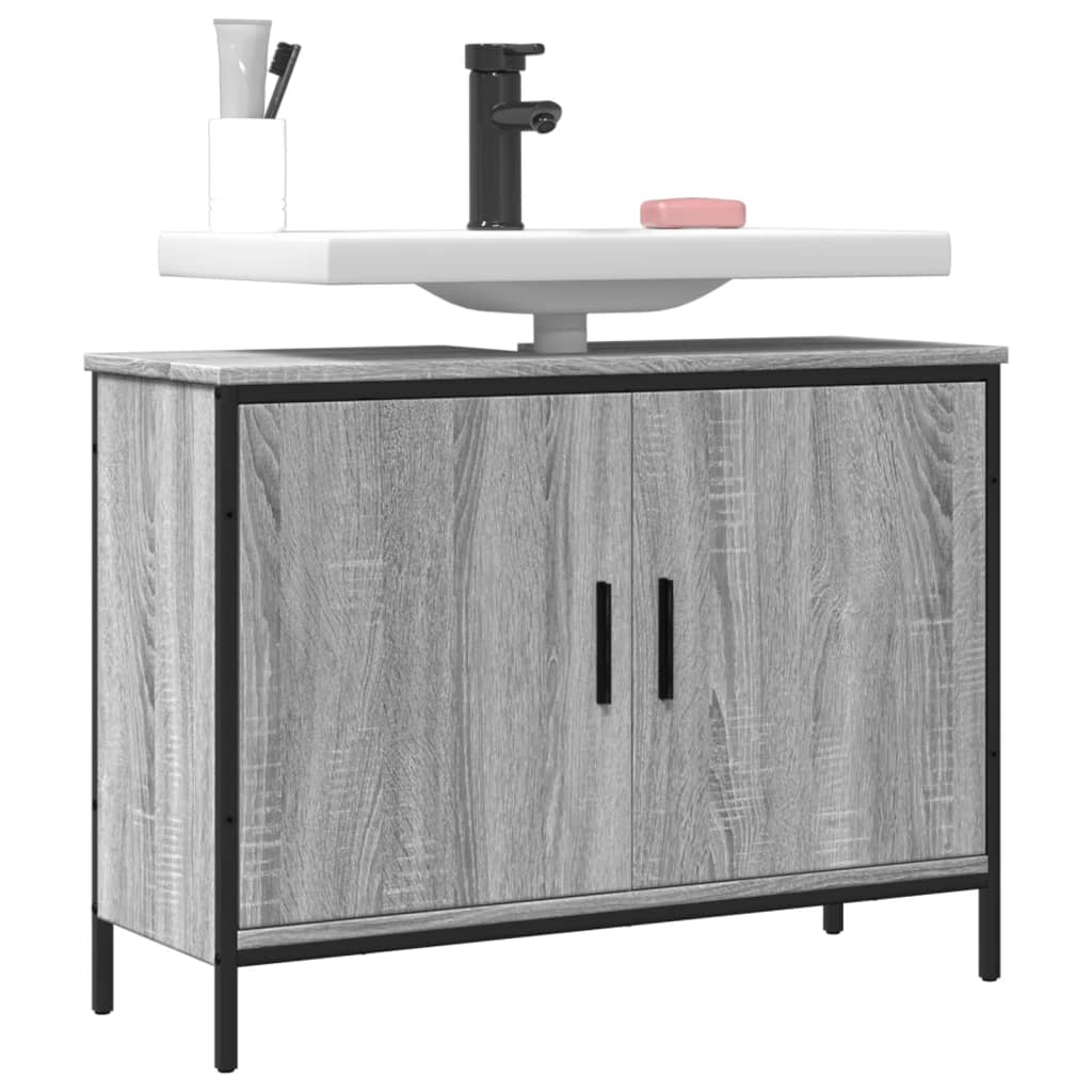 vidaXL Armario lavabo baño madera ingeniería gris Sonoma 80x30x60 cm