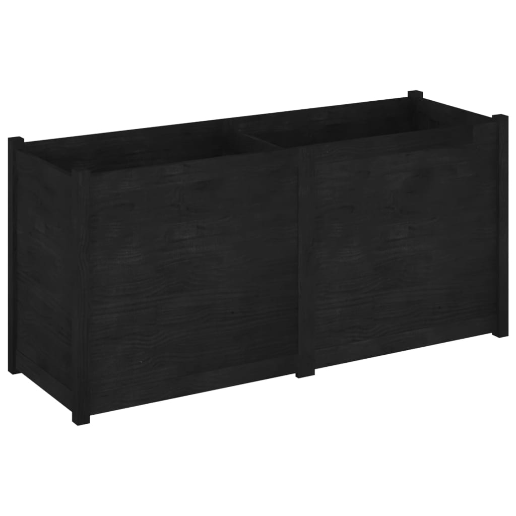 vidaXL Jardinera madera maciza de pino negro 150x50x70 cm