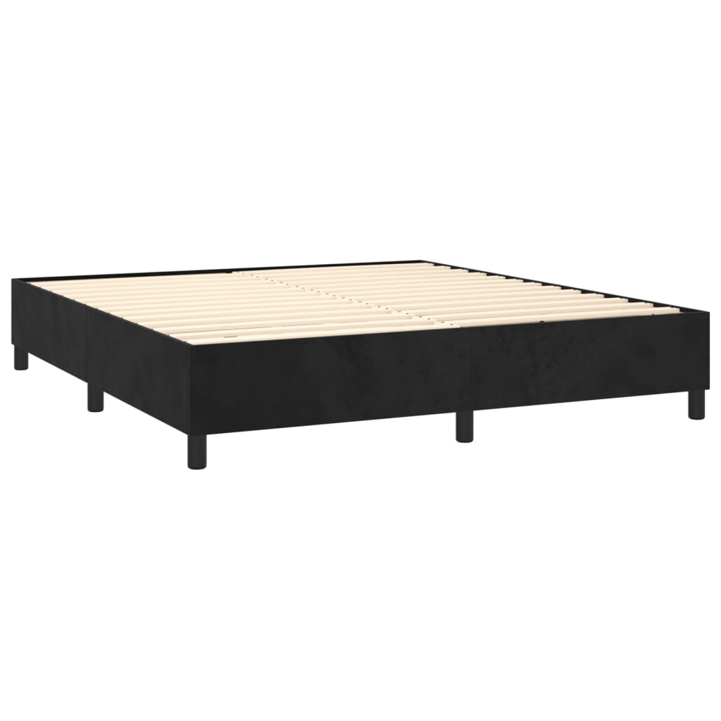 vidaXL Cama box spring con colchón terciopelo negro 180x200 cm