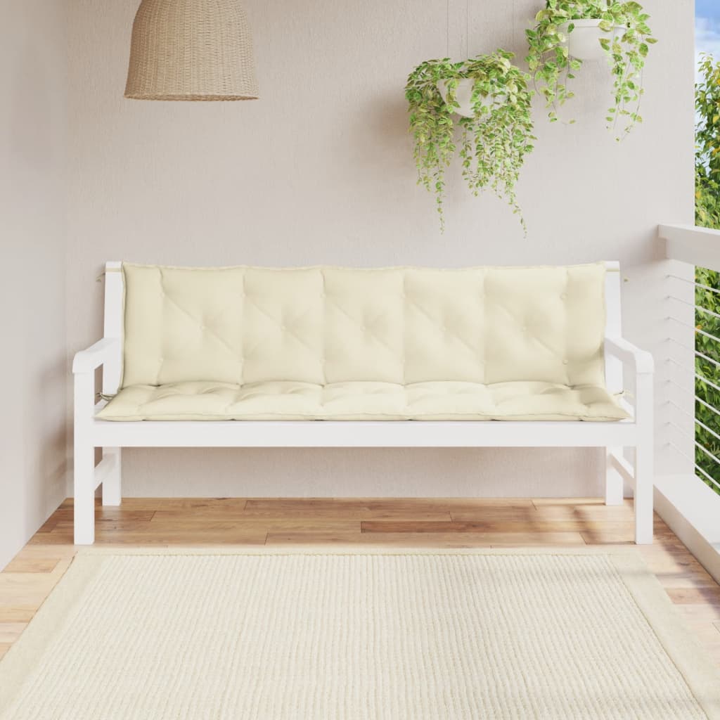 vidaXL Cojín de banco jardín tela Oxford blanco crema 180x(50+50)x7 cm