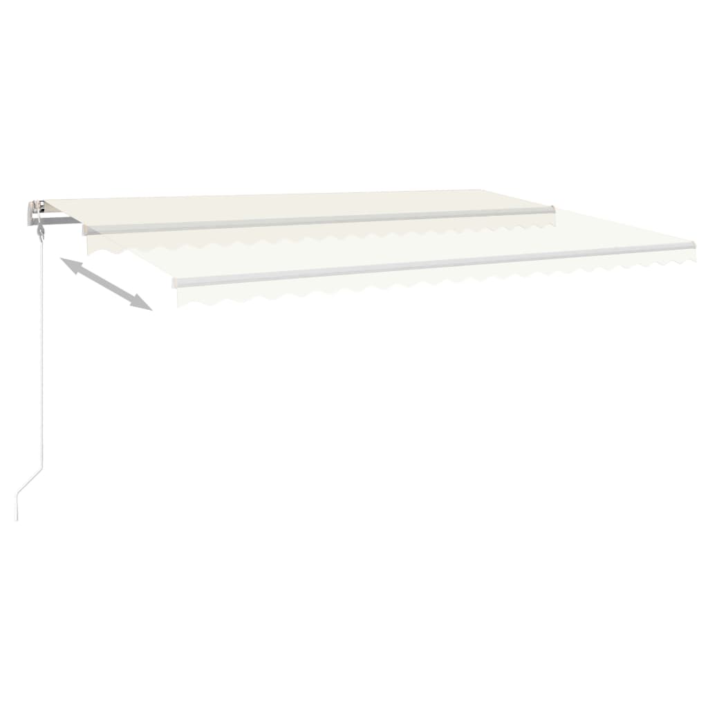 vidaXL Toldo retráctil manual con luz LED crema 5x3 m