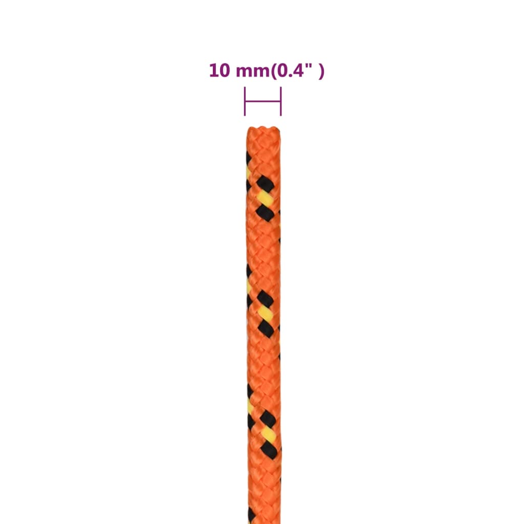 vidaXL Cuerda de barco polipropileno naranja 10 mm 25 m