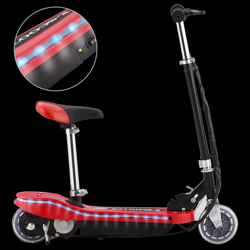 vidaXL Patinete para niños con asiento y LED rojo 120 W