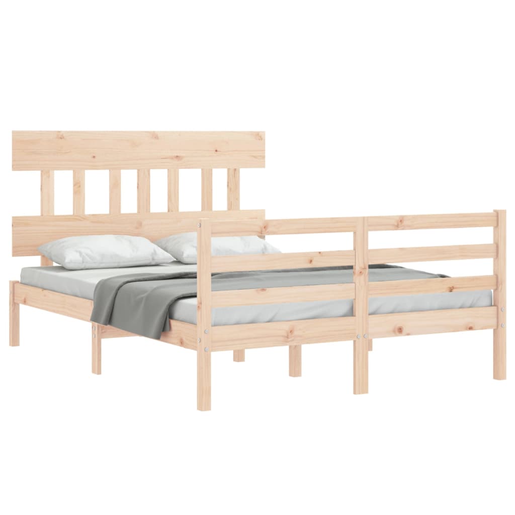 vidaXL Estructura de cama de matrimonio con cabecero madera maciza