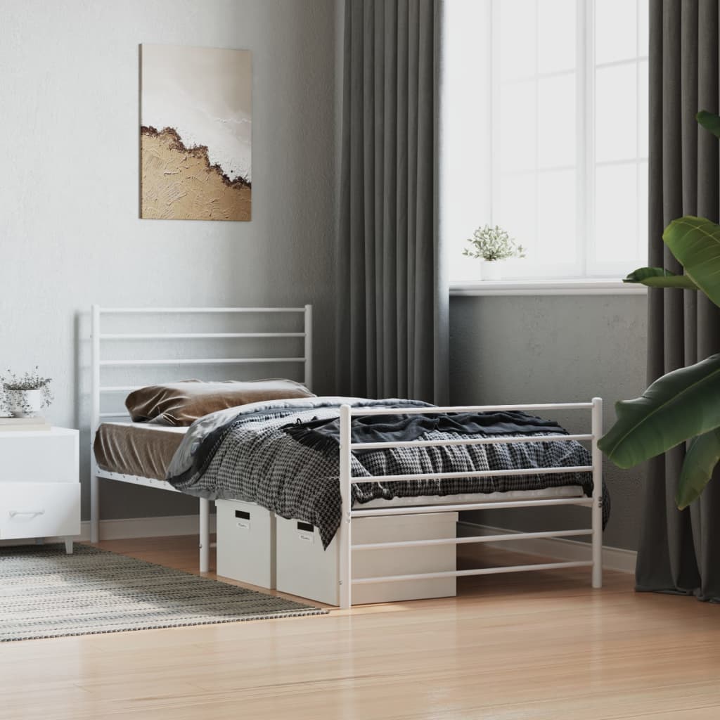 vidaXL Estructura cama sin colchón con estribo metal blanco 75x190 cm