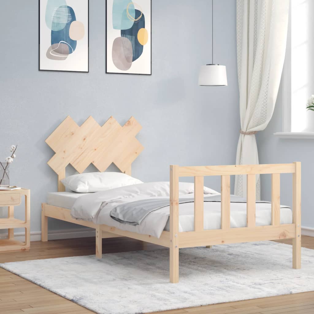 vidaXL Estructura de cama con cabecero madera maciza 90x200 cm