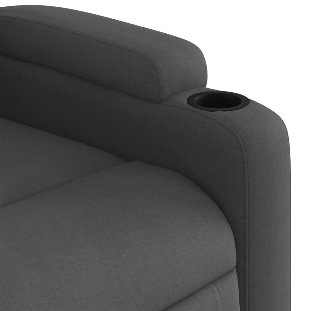 vidaXL Sillón de masaje reclinable de tela gris oscuro