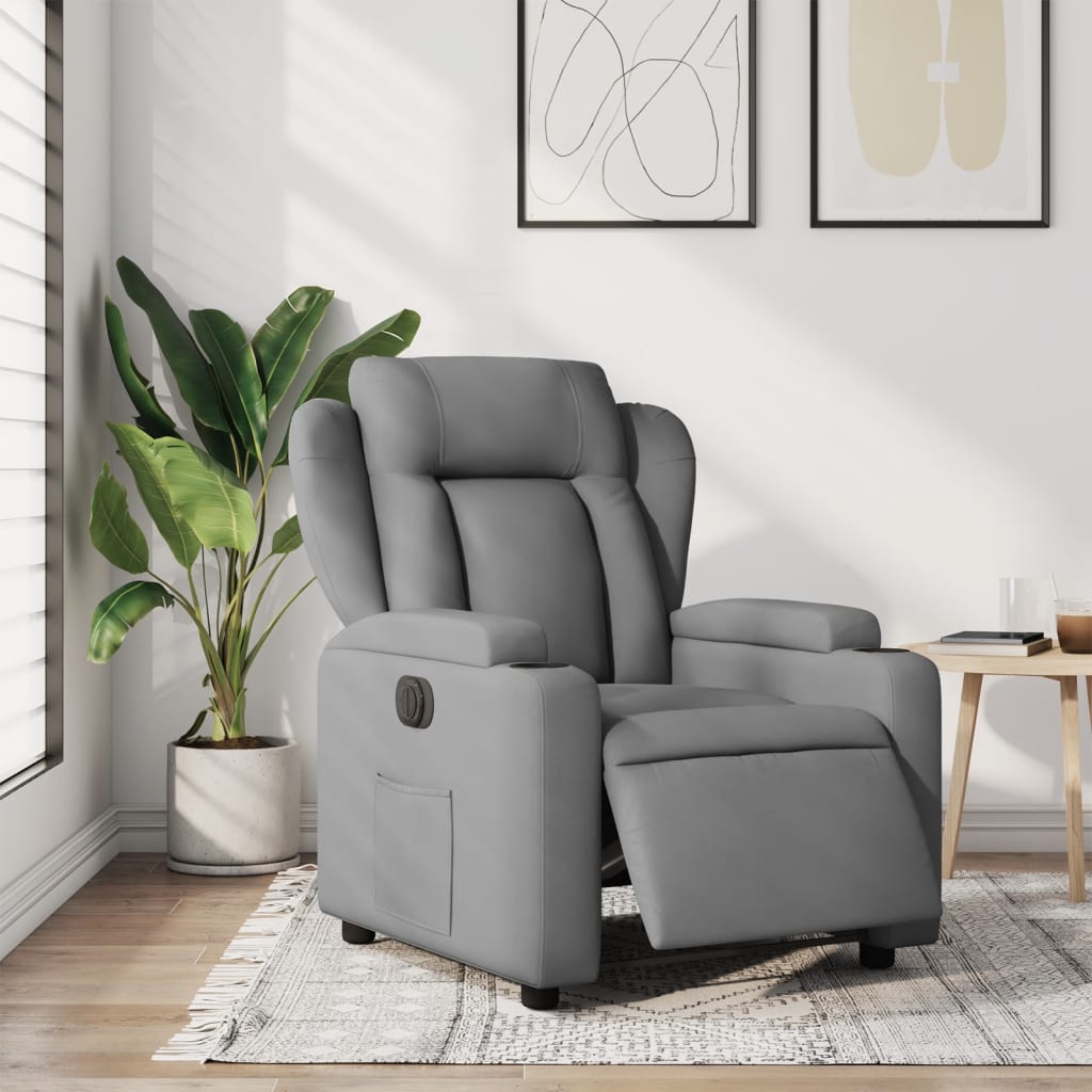 vidaXL Sillón reclinable eléctrico tela gris claro