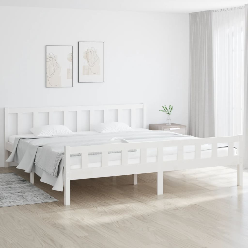 vidaXL Estructura de cama de madera maciza blanca 160x200 cm