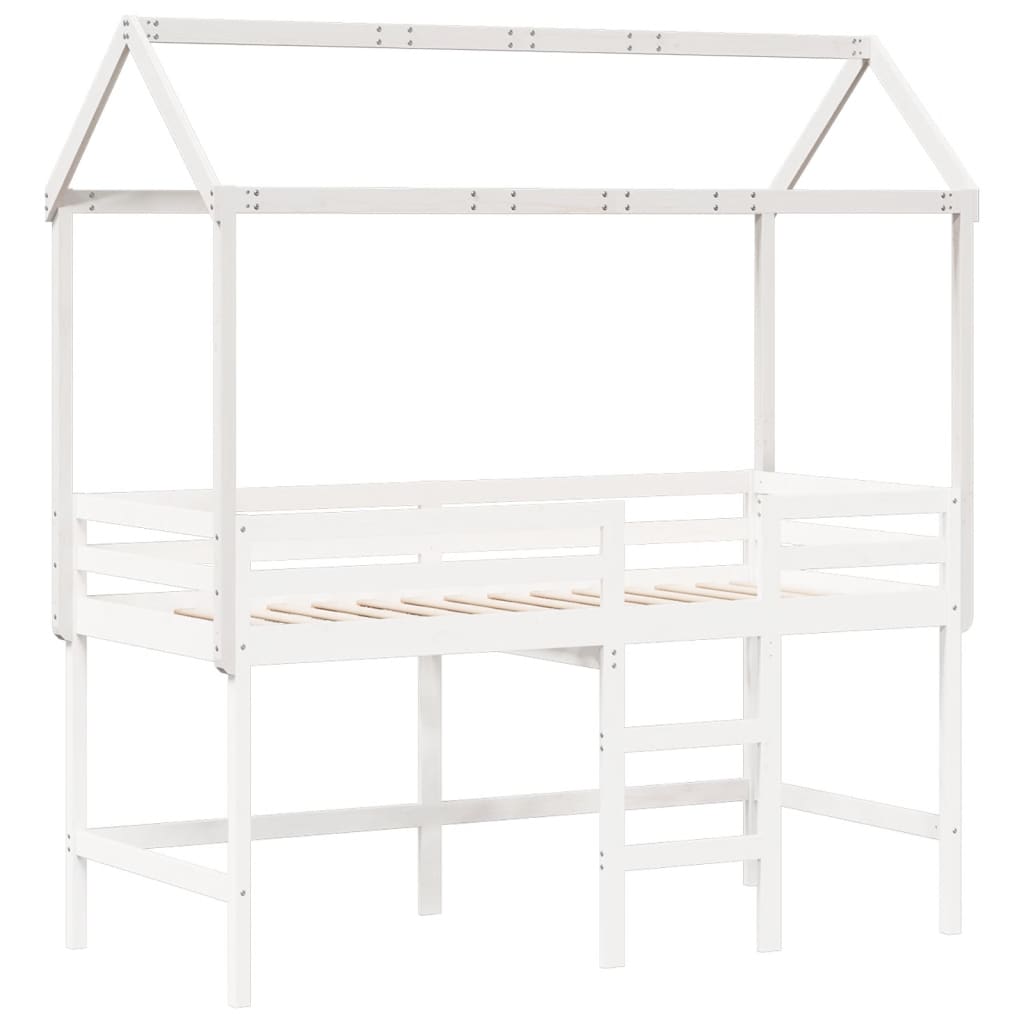 vidaXL Techo de cama infantil madera maciza blanco 207x80,5x151,5 cm