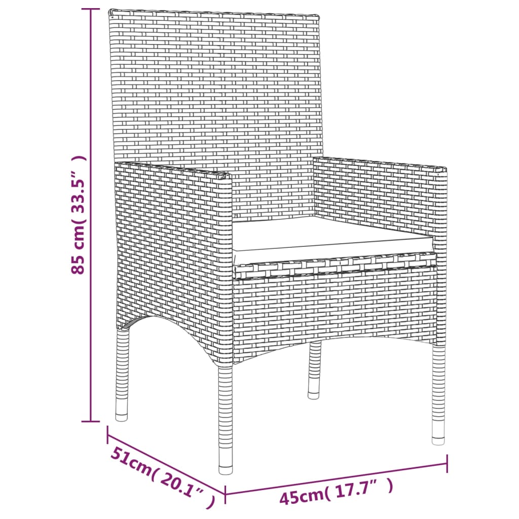 vidaXL Set de muebles de jardín 4 pzas y cojines ratán sintético gris