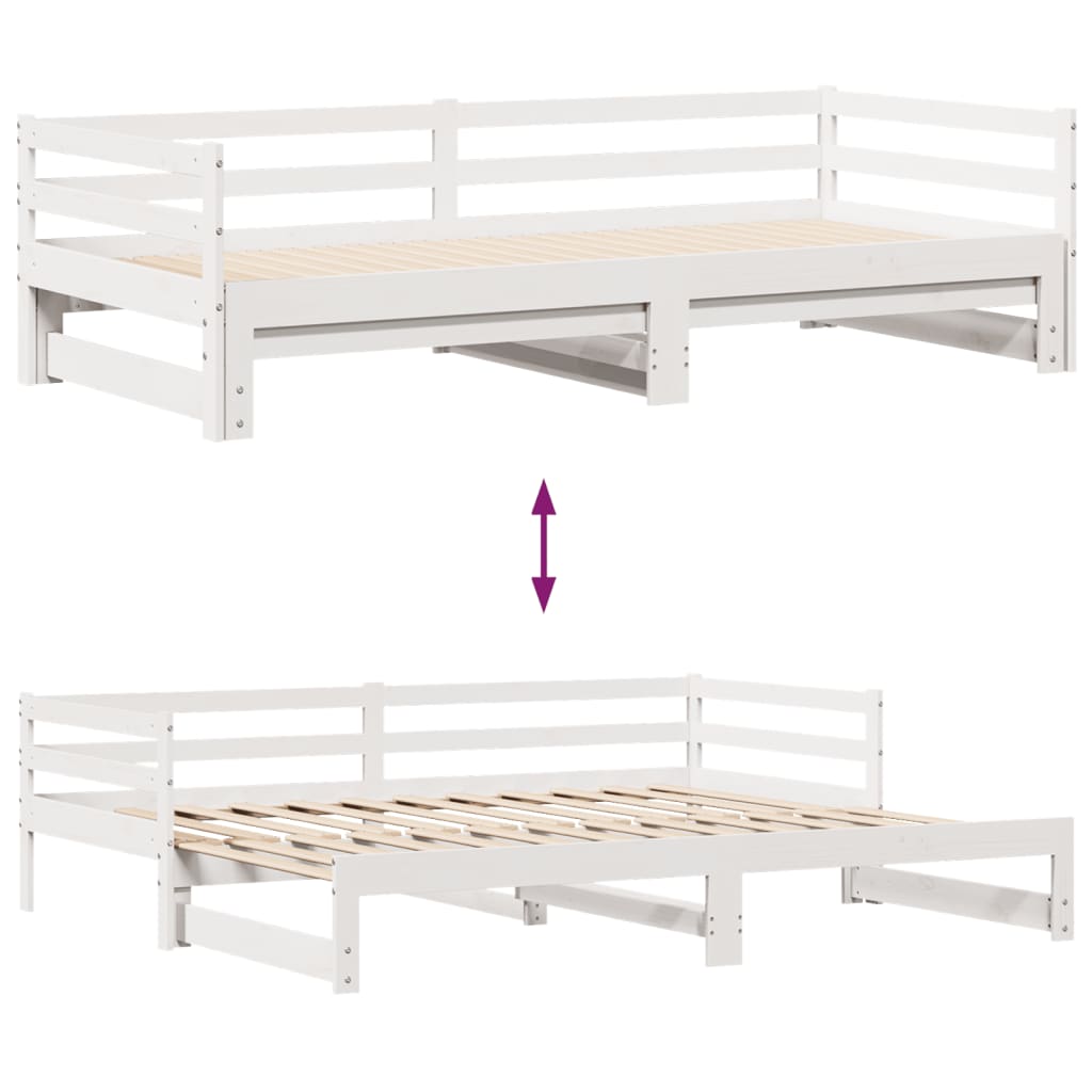 vidaXL Sofá cama nido con cajones madera maciza pino blanca 80x200 cm