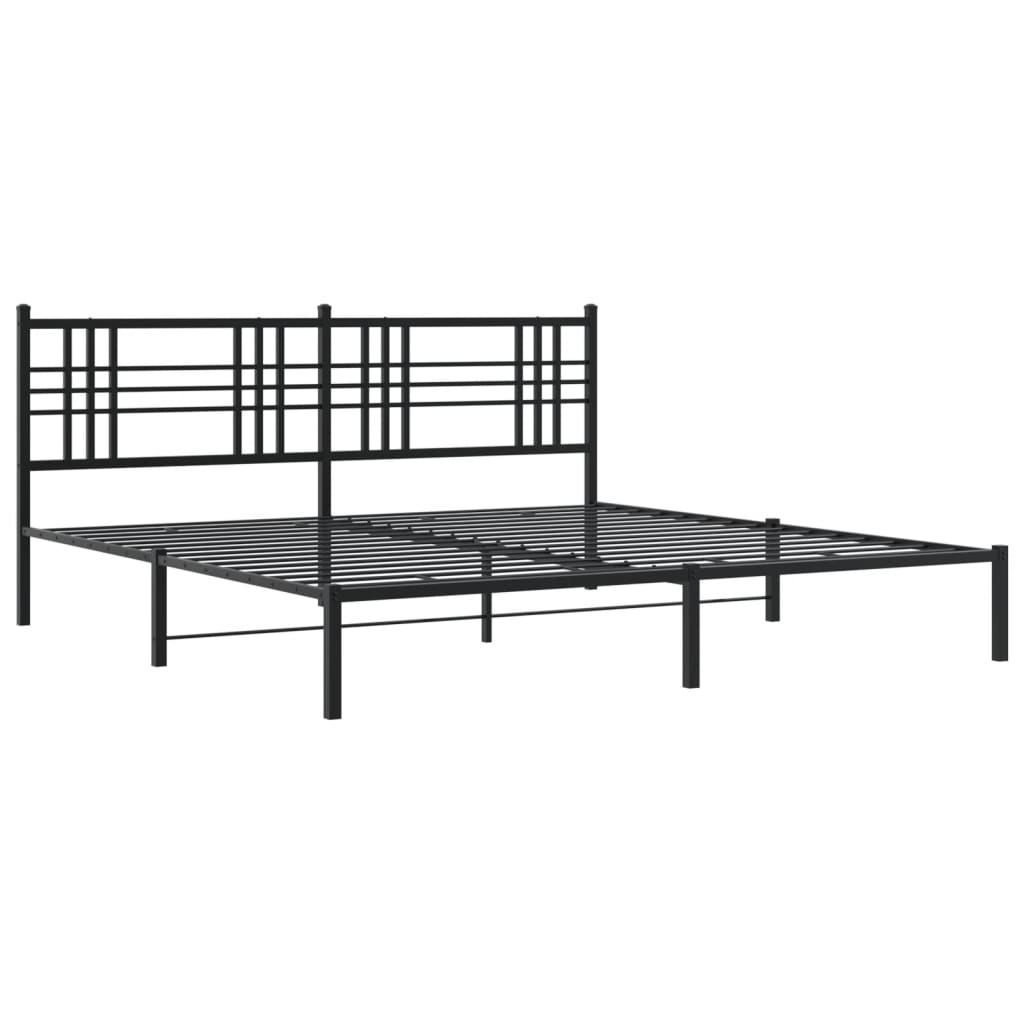 vidaXL Estructura cama sin colchón con cabecero metal negro 193x203 cm