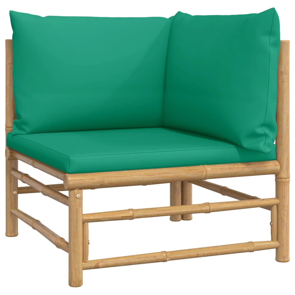 vidaXL Set de muebles de jardín 8 piezas bambú con cojines verde