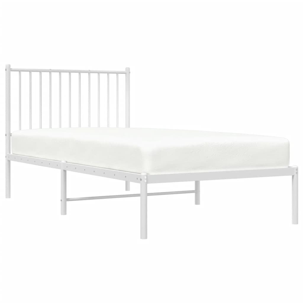 vidaXL Estructura cama sin colchón con cabecero metal blanco 90x190 cm