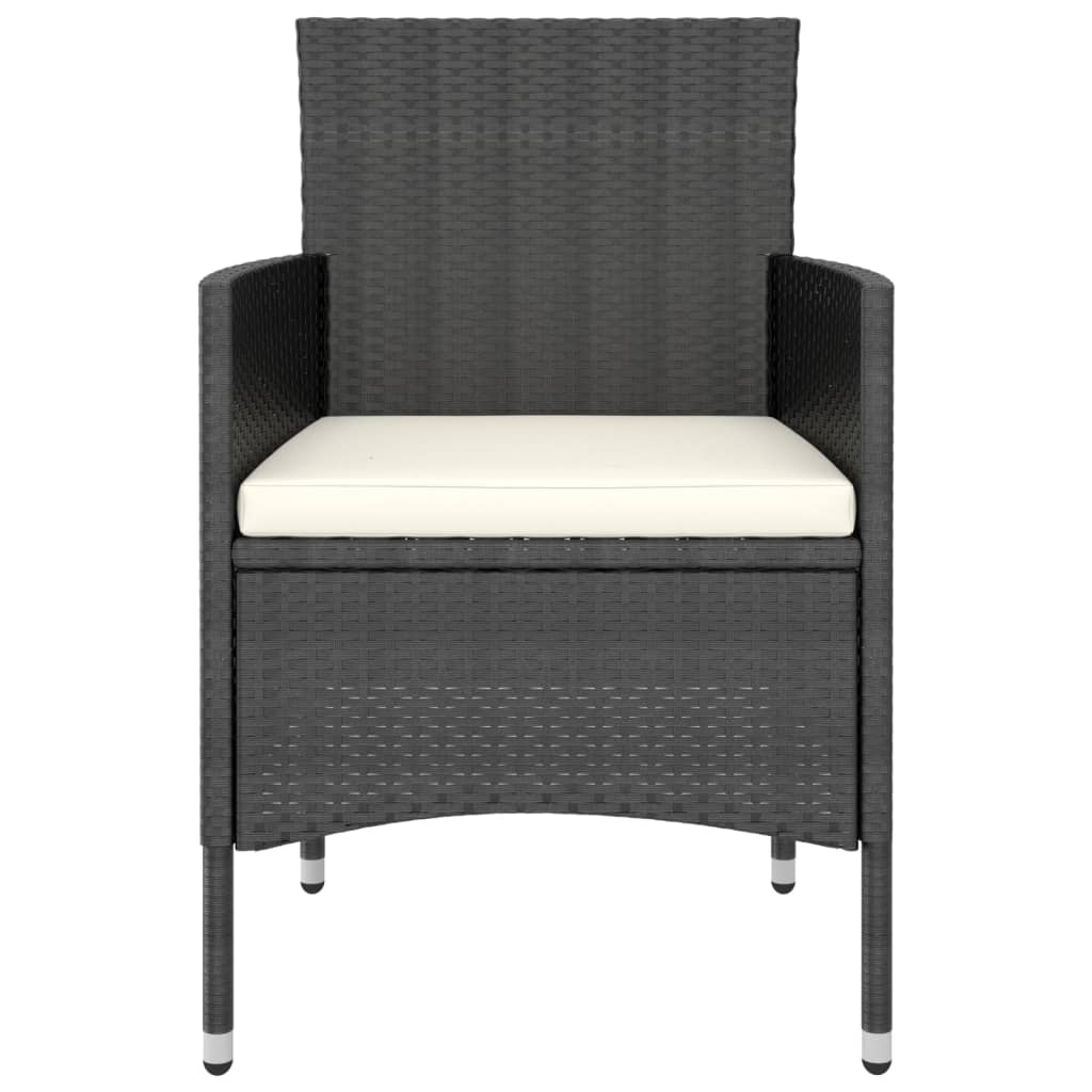 vidaXL Set comedor jardín 5 pzas ratán sintético vidrio templado negro