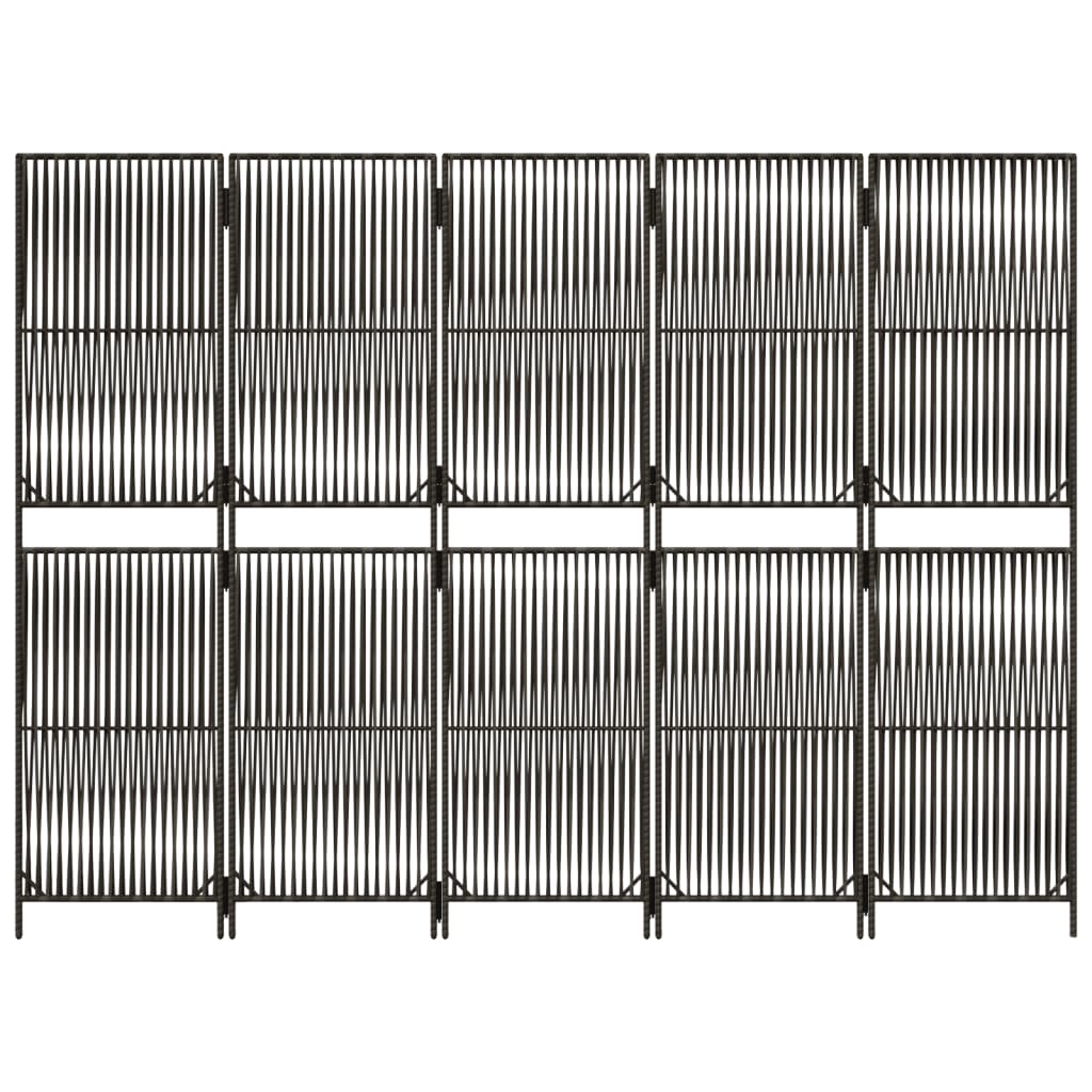 vidaXL Biombo de 5 paneles ratán sintético gris