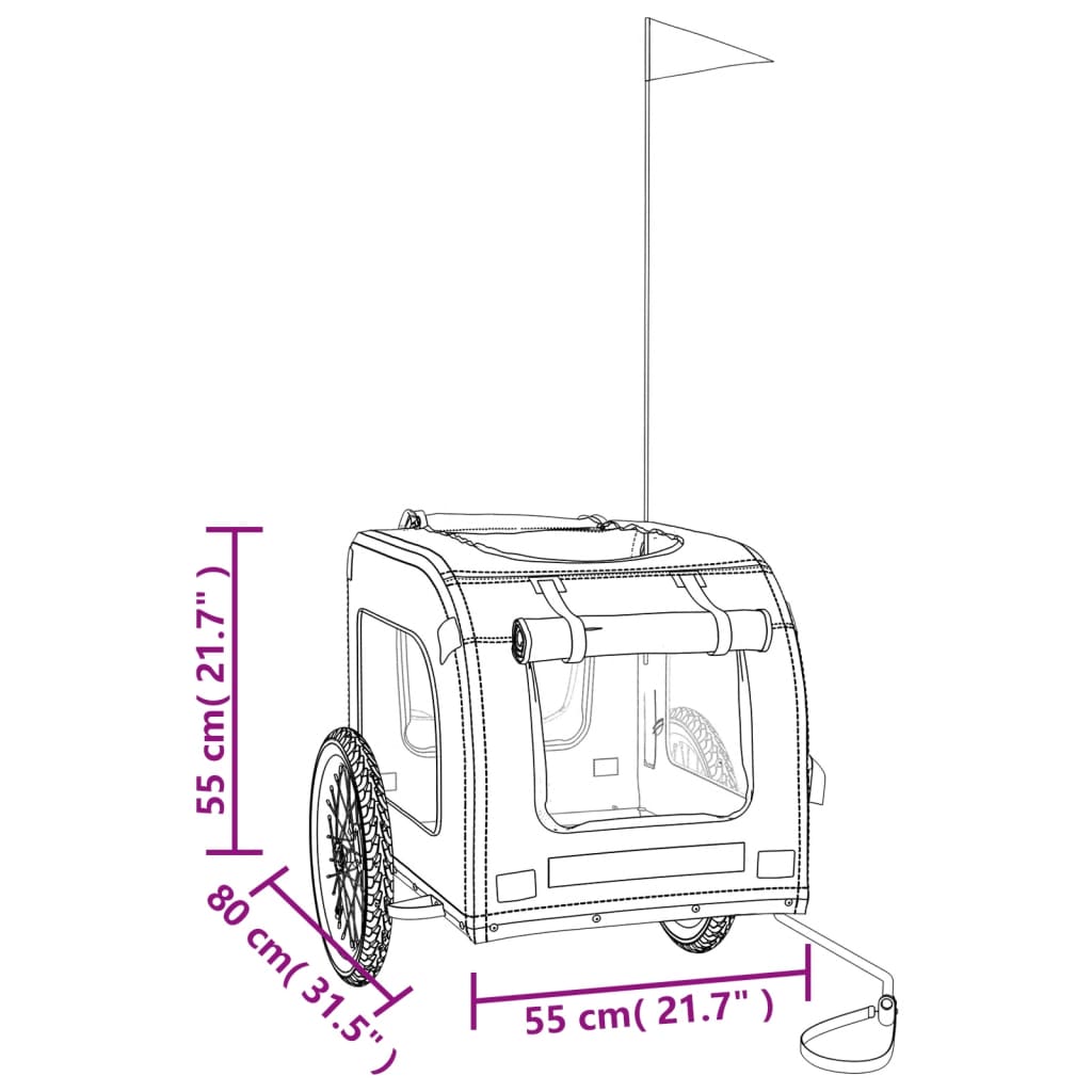vidaXL Remolque de bicicleta mascotas hierro tela Oxford naranja gris