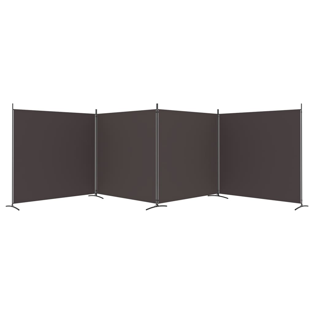 vidaXL Biombo divisor de 4 paneles de tela marrón 698x180 cm