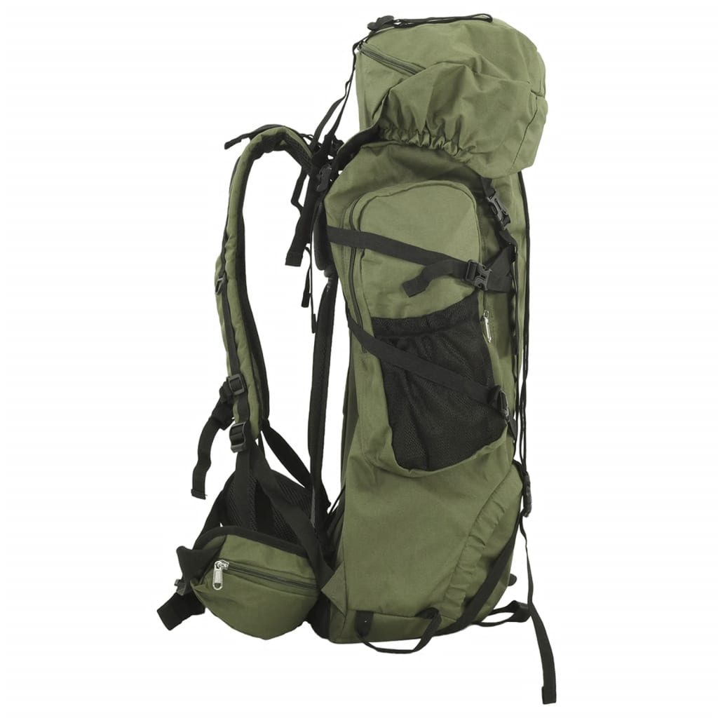 vidaXL Mochila de senderismo tela oxford verde militar 60 l