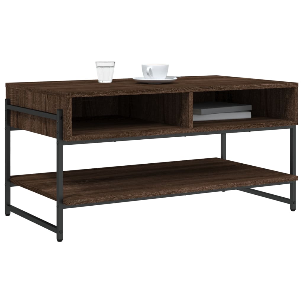 vidaXL Mesa de centro madera contrachapada roble marrón 90x50x45 cm