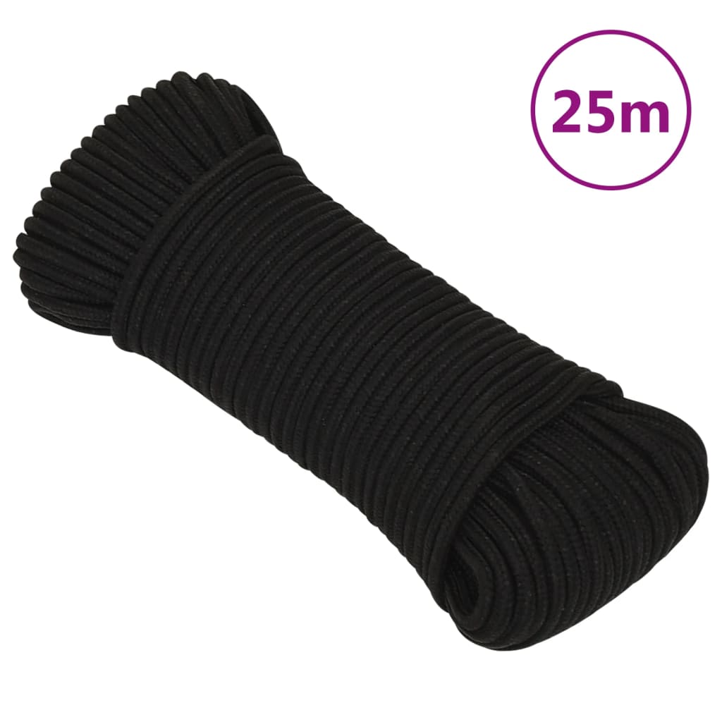 vidaXL Cuerda de trabajo poliéster negro 3 mm 25 m