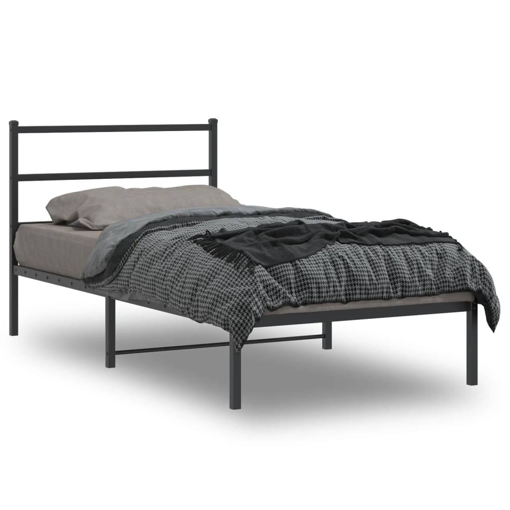 vidaXL Estructura cama sin colchón con cabecero metal negro 100x190 cm