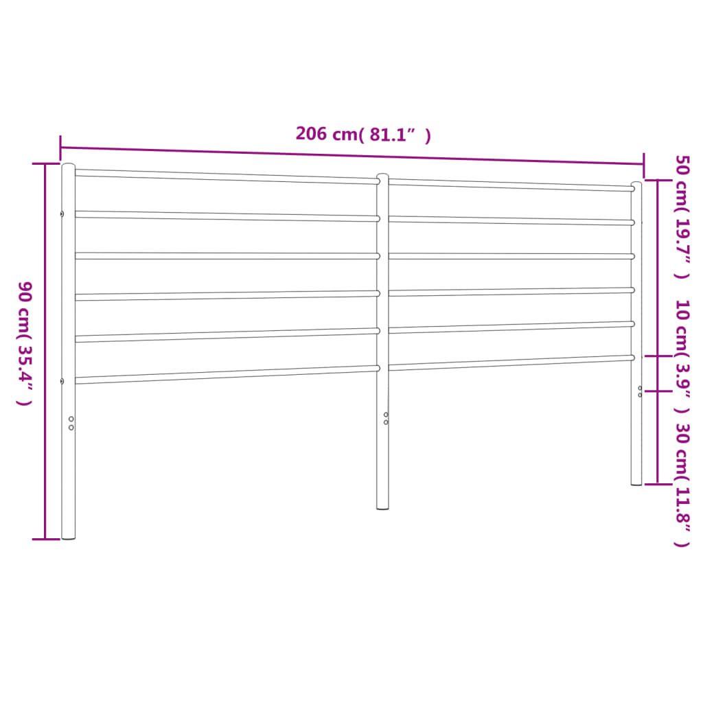 vidaXL Cabecero de metal negro 200 cm