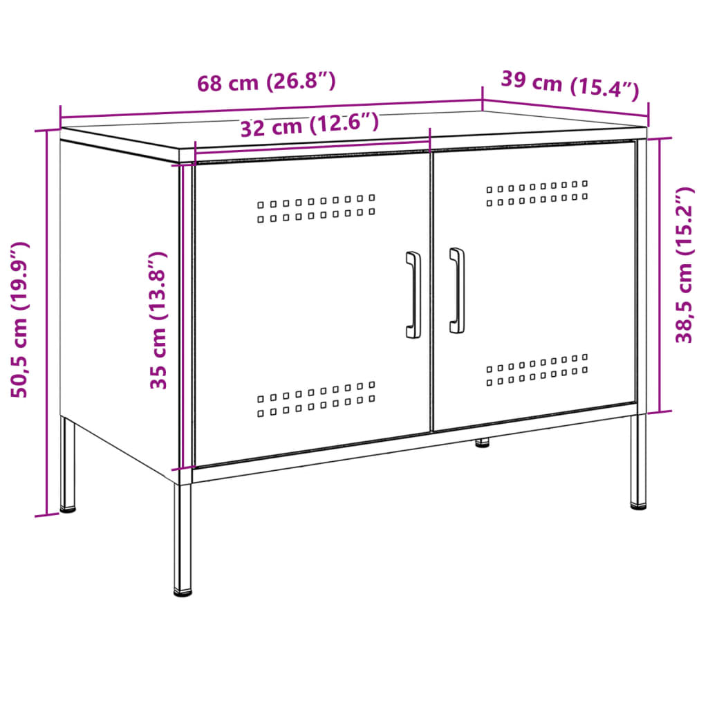 vidaXL Mueble de TV acero rosa 68x39x50,5 cm