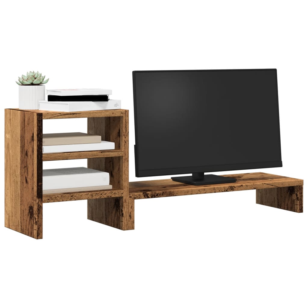 vidaXL Soporte de monitor con organizador escritorio madera envejecida