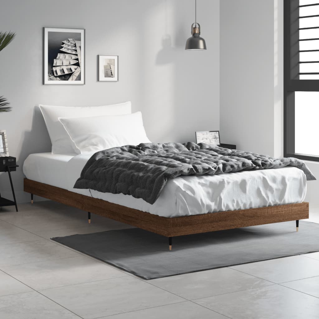 vidaXL Estructura de cama sin colchón madera marrón roble 100x200 cm