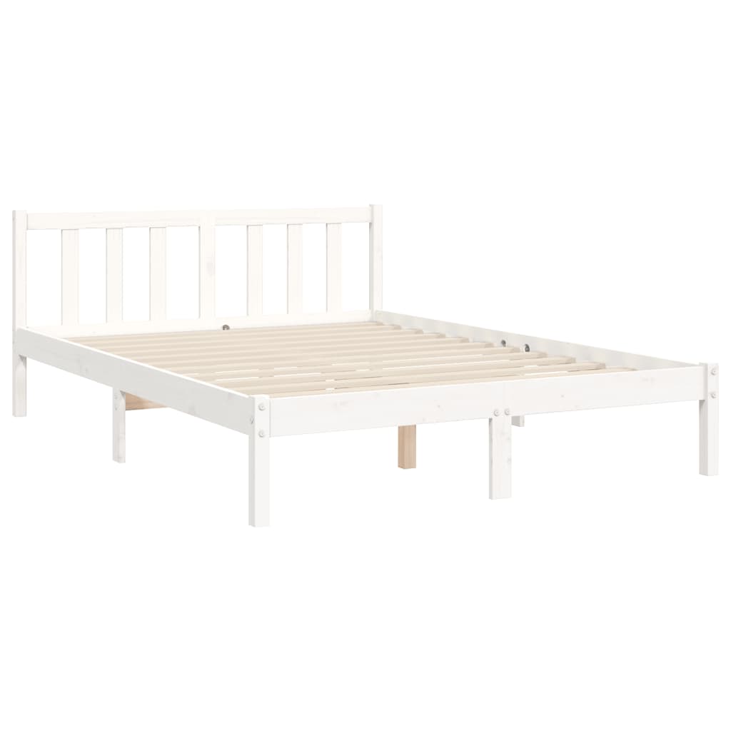 vidaXL Estructura de cama con cabecero madera maciza blanco 140x190 cm