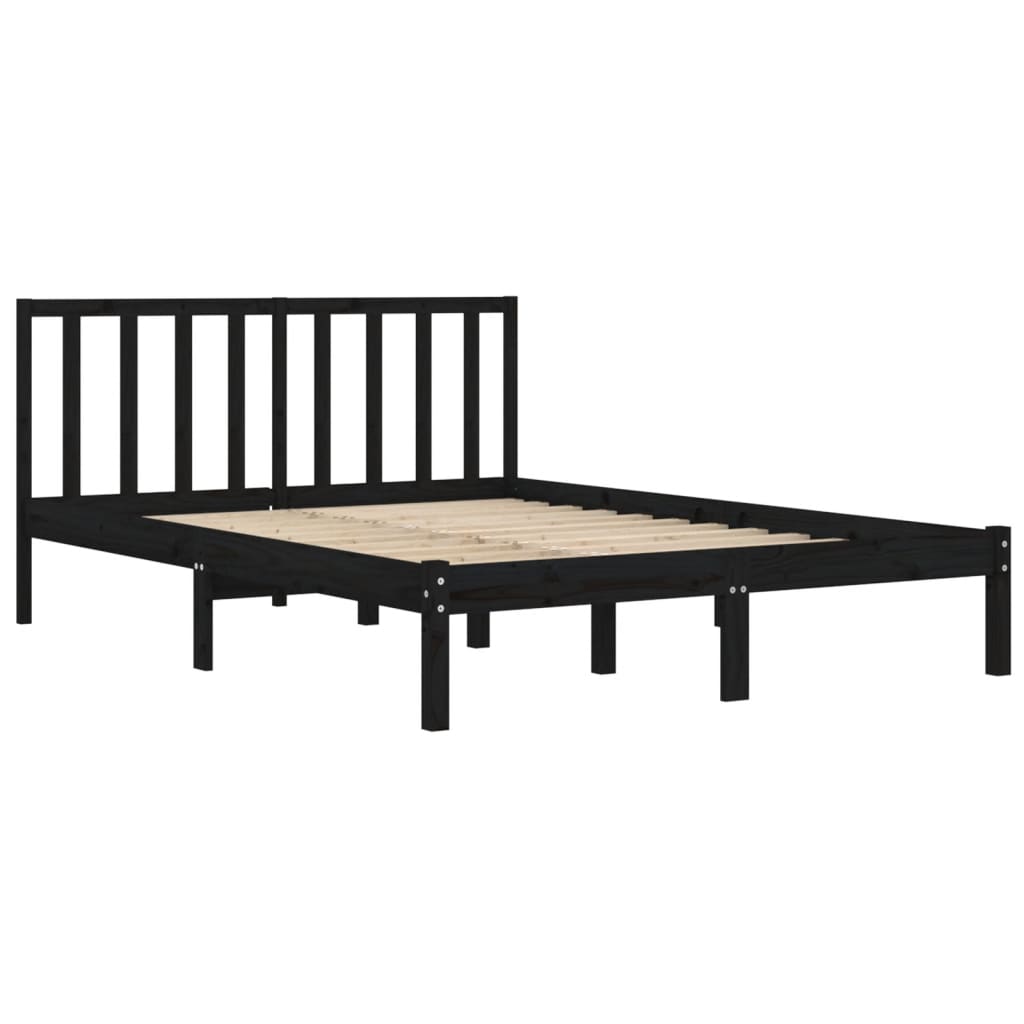 vidaXL Estructura de cama madera maciza Super King negra 180x200 cm