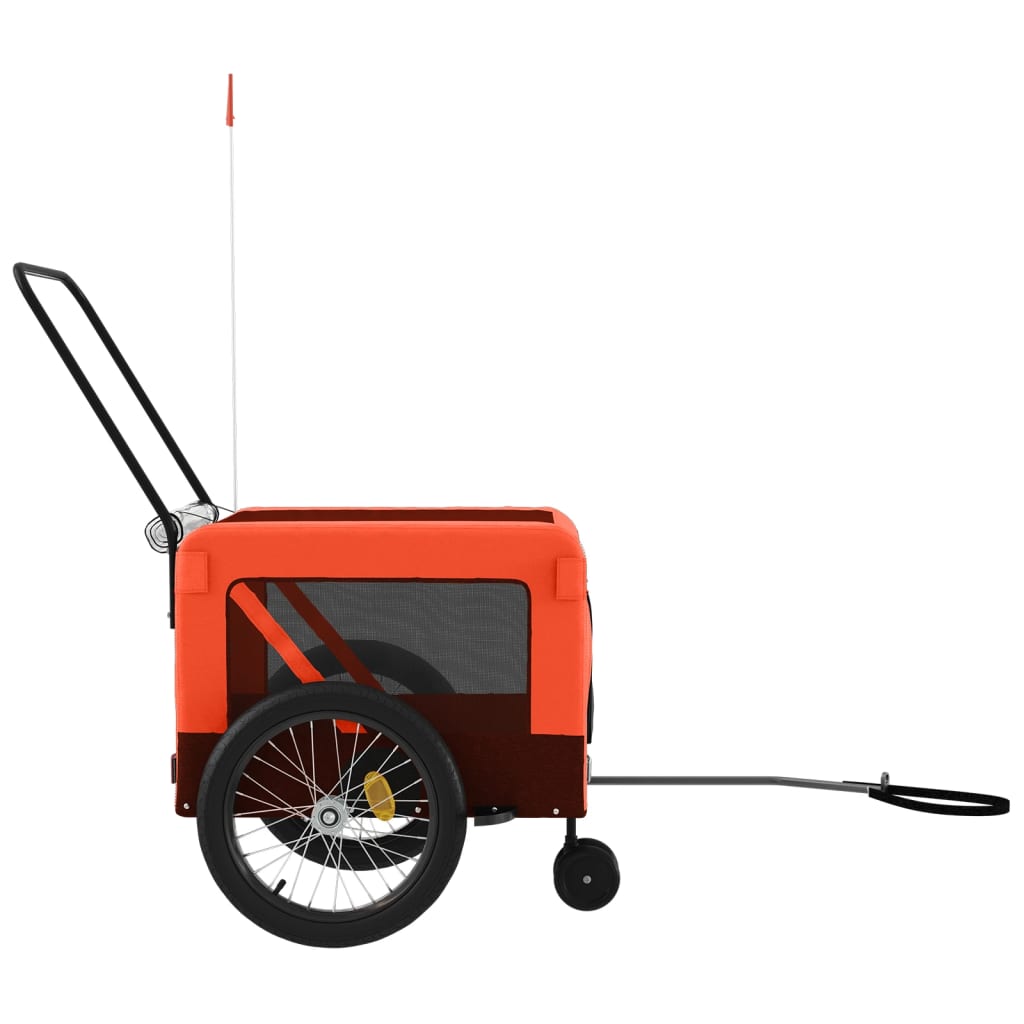 vidaXL Remolque de bicicleta mascotas hierro tela Oxford naranja negro