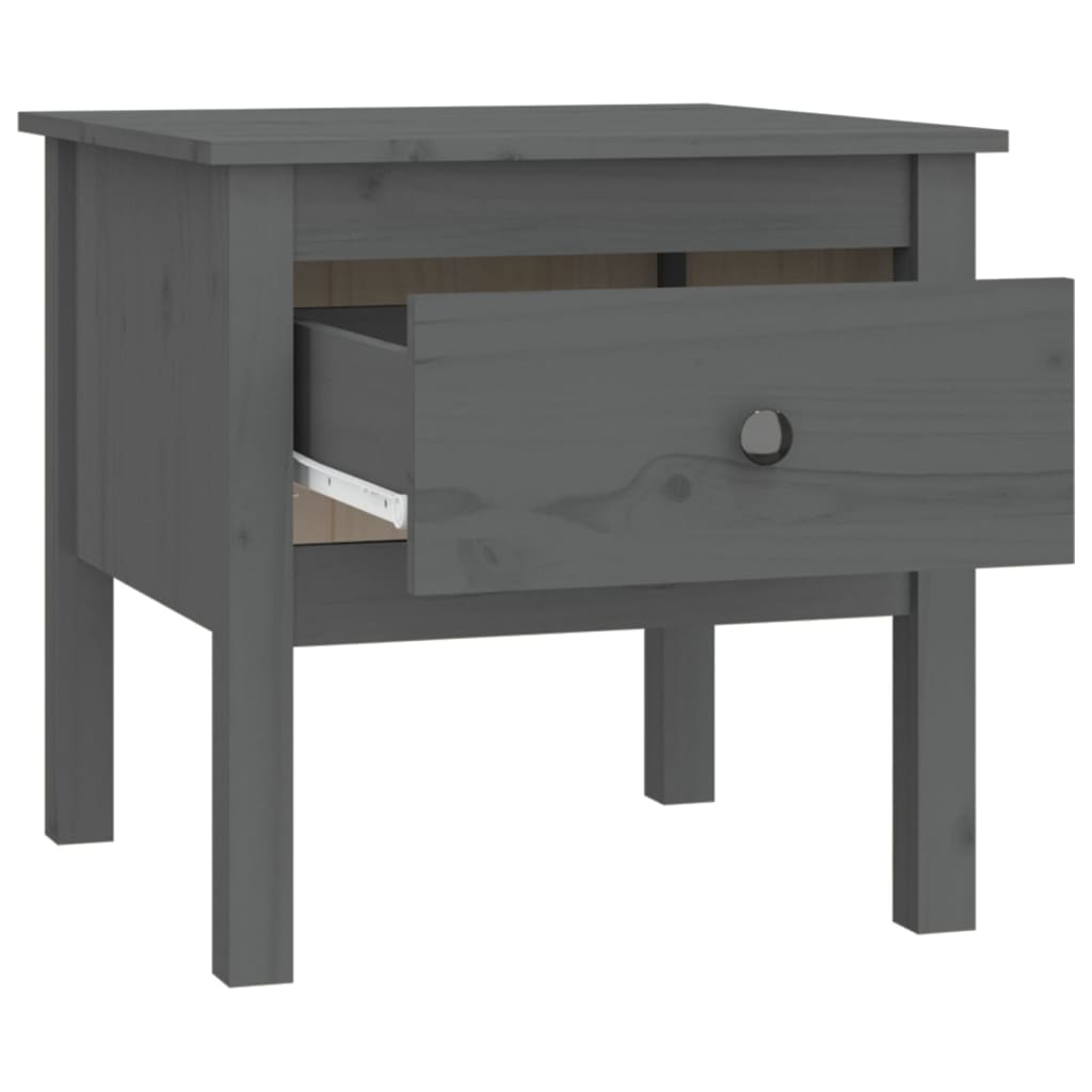 vidaXL Mesa auxiliar de madera maciza de pino gris 50x50x49 cm