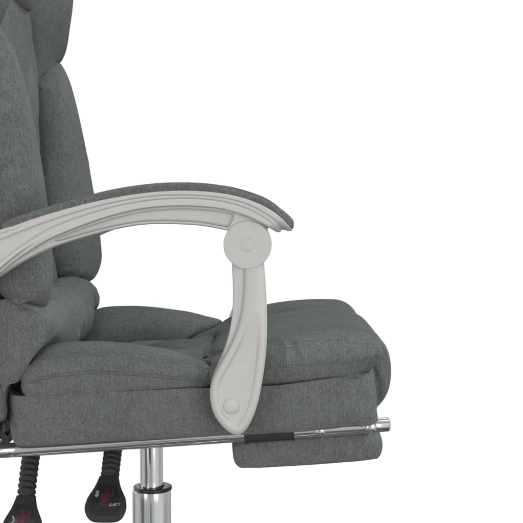 vidaXL Silla de oficina reclinable con masaje de tela gris oscuro