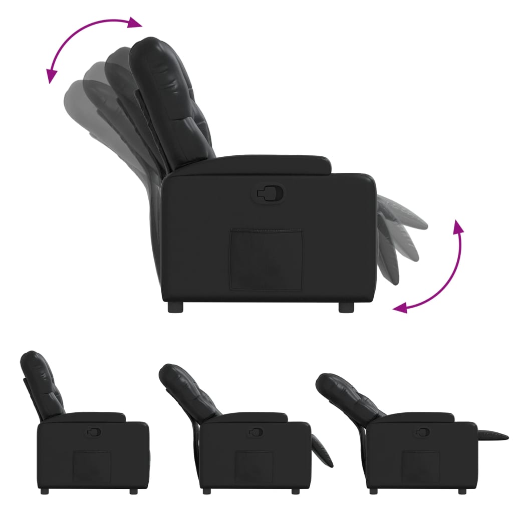 vidaXL Sillón reclinable de cuero sintético negro