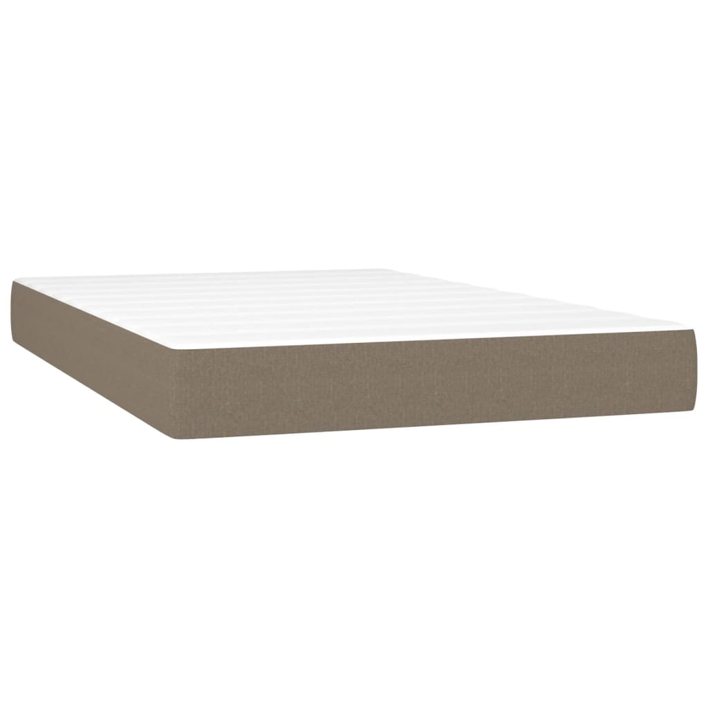 vidaXL Cama box spring con colchón y LED tela gris taupe 120x190 cm