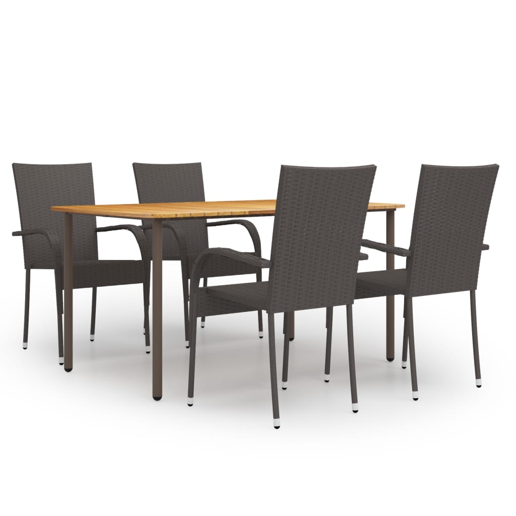 vidaXL Set de muebles de comedor de jardín 5 piezas de ratán marrón