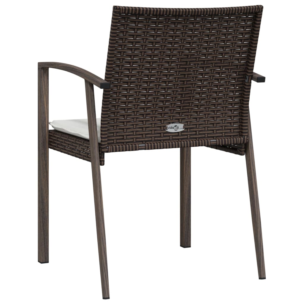 vidaXL Sillas jardín cojines 4 uds ratán sintético marrón 56,5x57x83cm