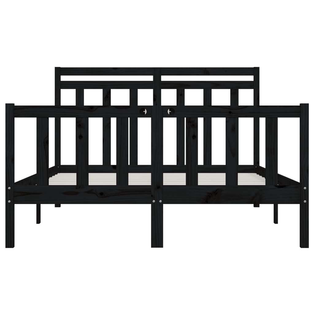 vidaXL Estructura de cama de madera maciza negra 140x200 cm