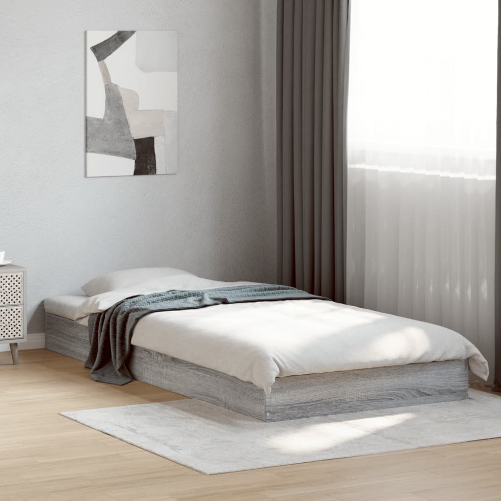 vidaXL Estructura de cama madera de ingeniería gris Sonoma 75x190 cm