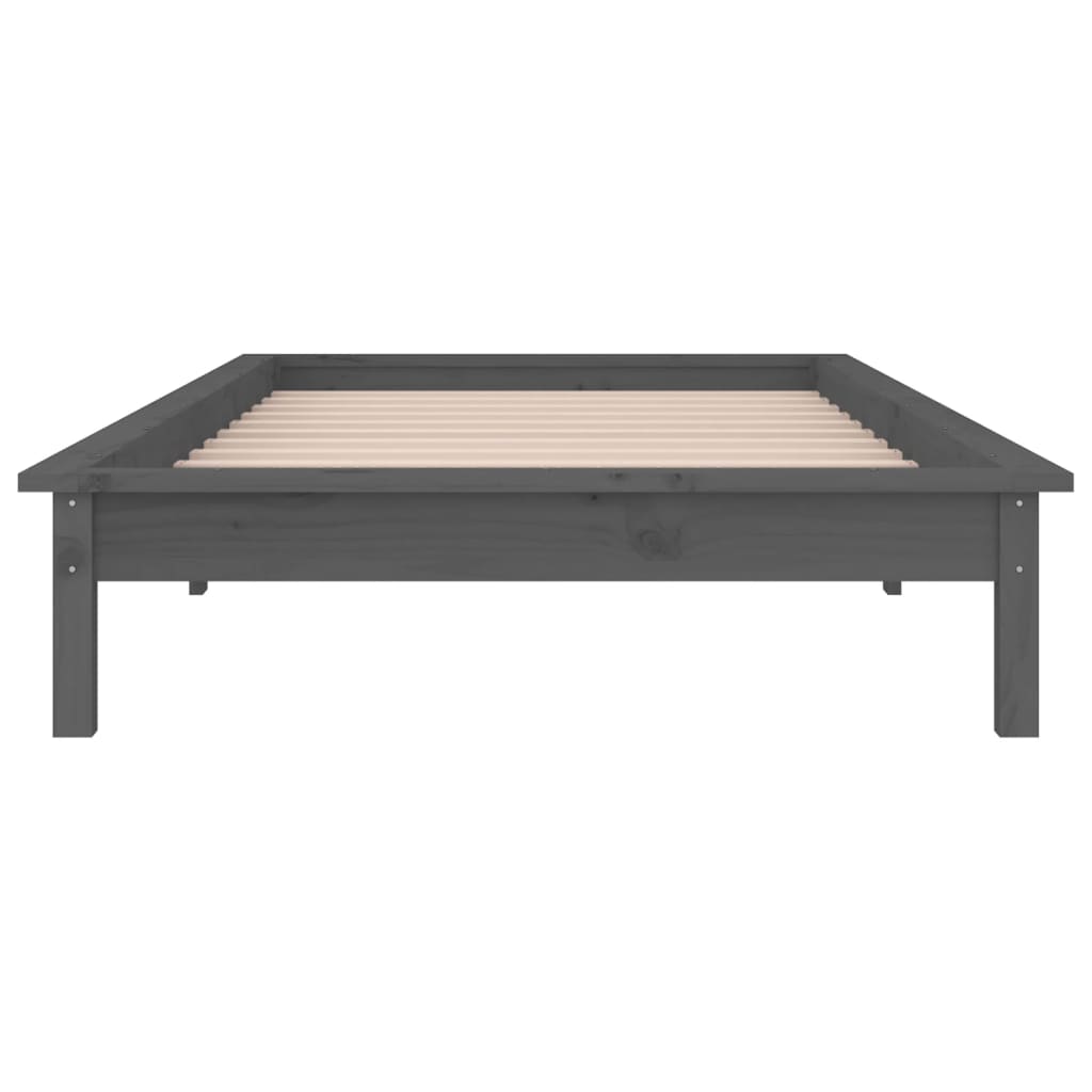 vidaXL Estructura de cama con LED madera maciza gris 75x190 cm