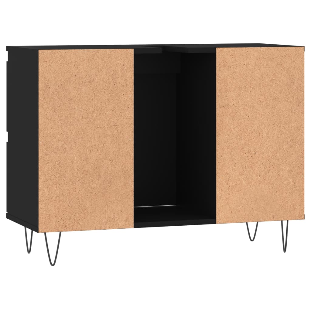 vidaXL Mueble de baño madera de ingeniería negro 80x33x60 cm