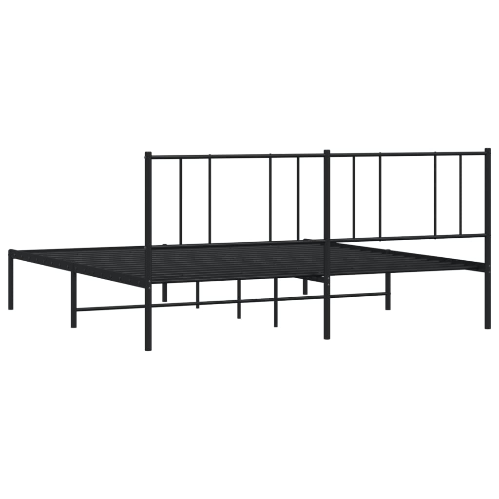 vidaXL Estructura cama sin colchón con cabecero metal negro 193x203 cm