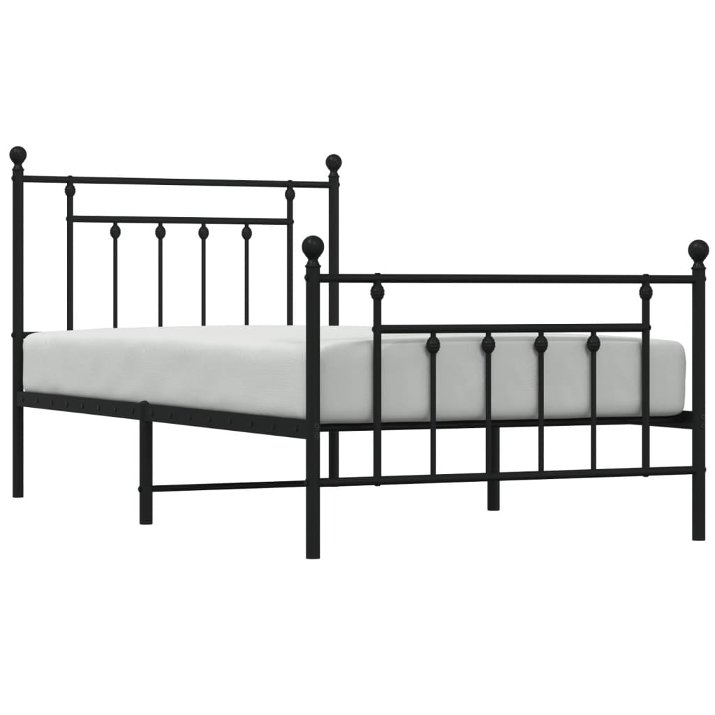 vidaXL Estructura de cama con cabecero y estribo metal negro 100x190cm